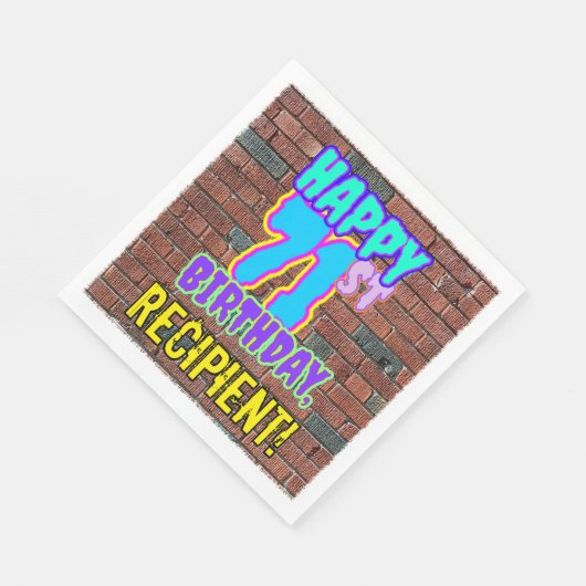 71誕生日～おもしろい、アーバングラフィティインスパイアルック スタンダードランチョンナプキン (角)