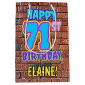 71誕生日:おもしろい、アーバングラフィティインスパイアルック ミディアムペーパーバッグ (正面)