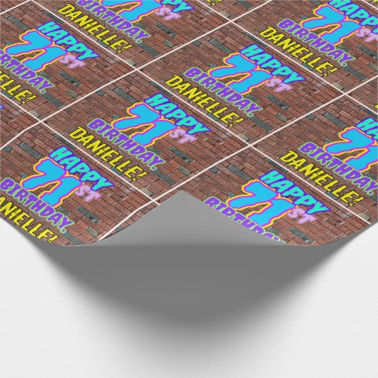 71誕生日:おもしろい、アーバングラフィティインスパイアルック ラッピングペーパー (角)