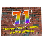 71誕生日:おもしろい、グラフィティインスパイアレインボーー# 71 ラージペーパーバッグ (正面)