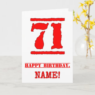 71誕生日:おもしろい、赤ゴムスタンプルックインスパイアス カード