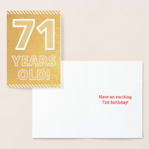 71誕生日:「はっきりした71歳！」 金箔カード 箔カード