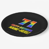 71誕生日:はっきりした,おもしろい,シンプル虹, 71 ペーパープレート (アングル)