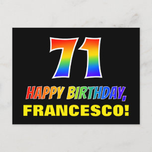 71誕生日:はっきりした,おもしろい,シンプル虹, 71 ポストカード