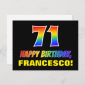 71誕生日:はっきりした,おもしろい,シンプル虹, 71 ポストカード (正面/裏面)