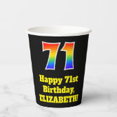 71誕生日:カラフル、おもしろい、エキサイティング、虹71 紙コップ (裏面)