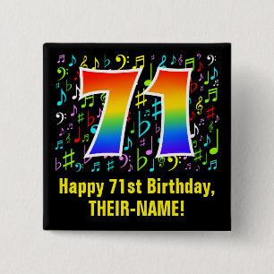 71誕生日:カラフルMusic Symbols, Rainbow 71 缶バッジ