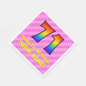 71誕生日:ピンクストライプのハート、レインボー# 71 スタンダードランチョンナプキン (角)