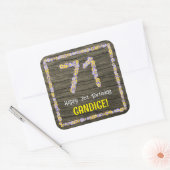 71誕生日:フローラ番号、フェイク木目、名前 スクエアシール (封筒)