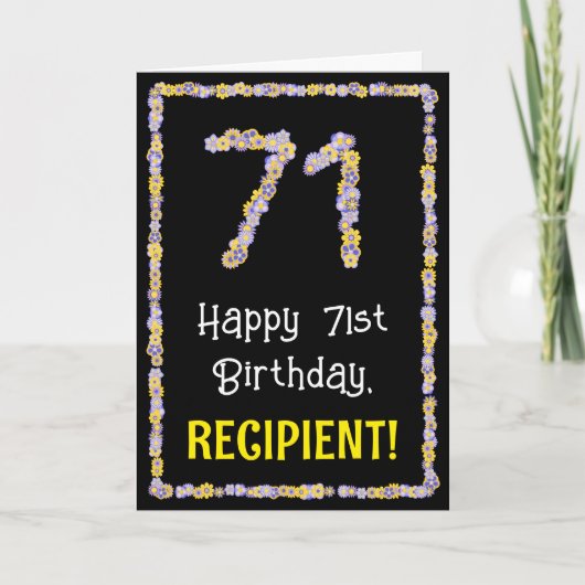 71誕生日:フローラ花数、名前をカスタムする カード (正面)