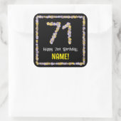 71誕生日:フローラ花数、名前をカスタムする スクエアシール (バッグ)