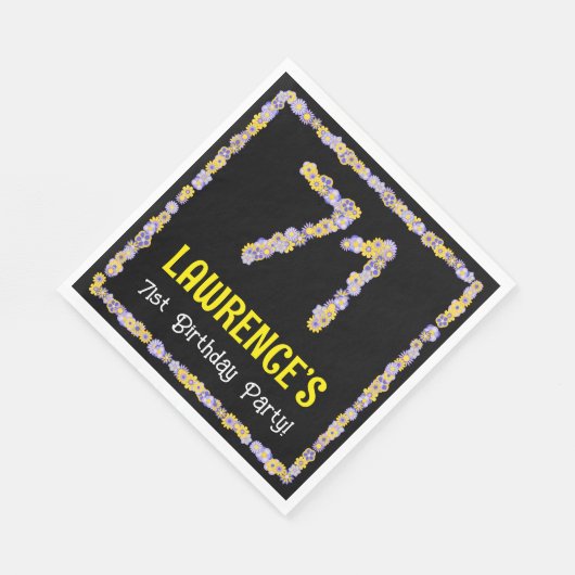 71誕生日:フローラ花数、名前をカスタムする スタンダードランチョンナプキン (角)