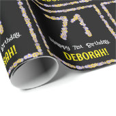 71誕生日:フローラ花数、名前をカスタムする ラッピングペーパー (ロールコーナー)