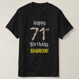 71誕生日:フローラ花数"71" +名前 Tシャツ