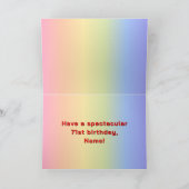 71誕生日：レインボー文字カスタム、写真&名前 カード (内部)