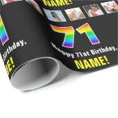 71誕生日：レインボー「71」、写真カスタムと名前 ラッピングペーパー (ロールコーナー)