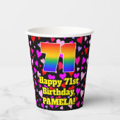 71誕生日：愛するハートパターン， Rainbow 71 紙コップ (正面)