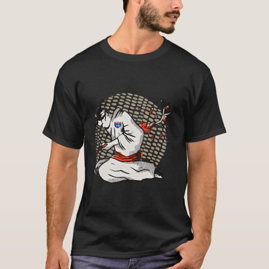 710サムライハラキリプリント背中 Tシャツ (正面)