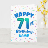 71st Birthday, Balloon Number, Customizable Name カード (黄色い花)