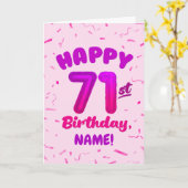 71st Birthday, Balloon Number, Customizable Name カード (黄色い花)