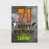 71st Birthday: Eerie Halloween Theme + Custom Name カード (正面)