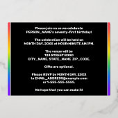 71st Birthday Party — Fun, Colorful Music Symbols 箔招待状 (裏面)