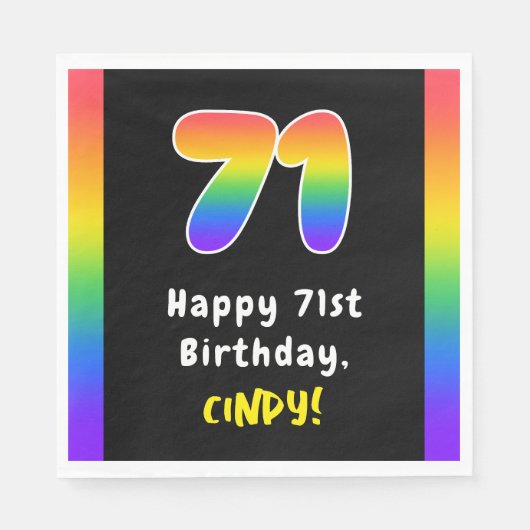 71st Birthday: Rainbow Spectrum # 71, Custom Name スタンダードランチョンナプキン (正面)