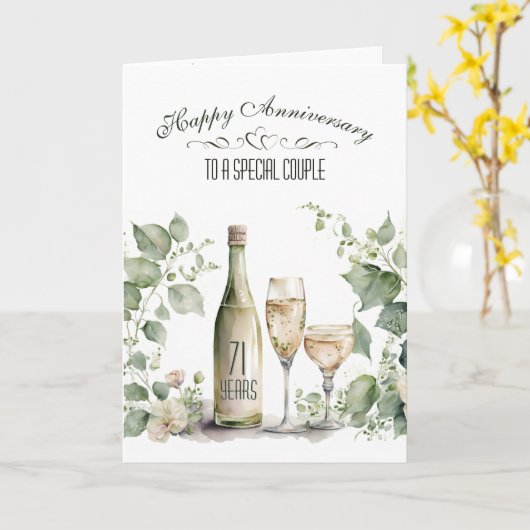 71st Wedding Anniversary Wine and Ivy   カード (黄色い花)