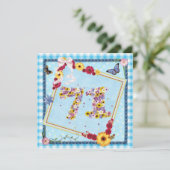 71th誕生日パーティー招待の花、蝶 招待状 (スタンド正面)