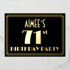 71th誕生日パーティー：アールデコを見る"71"，名前と 箔招待状