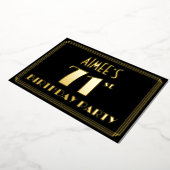 71th誕生日パーティー:アールデコを見る"71",名前と 箔招待状 (回転した状態)