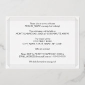 71th誕生日パーティー:アールデコを見る"71",名前と 箔招待状 (裏面)