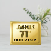 71th誕生日パーティー~アールデコスタイル「71」 +名前 箔招待状ポストカード (立ち正面)