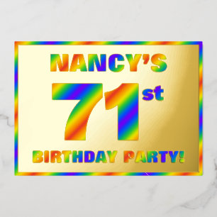 71th Birthday Party —おもしろい、レインボースペクトル「71」 箔招待状