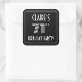 71th Birthday Party:アールデコスタイルと名前をカスタムする スクエアシール (バッグ)