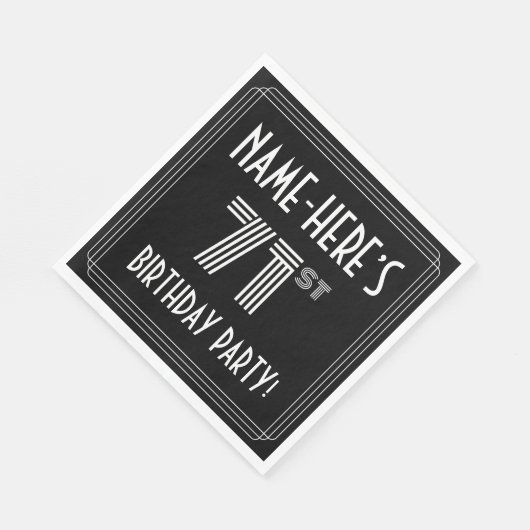 71th Birthday Party:アールデコスタイル+名前をカスタムする スタンダードランチョンナプキン (角)