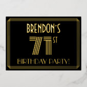 71th Birthday Party —アールデコスタイル「71」 +名前 箔招待状 (正面)