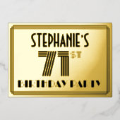 71th Birthday Party —アールデコスタイル「71」 & Name 箔招待状 (正面)