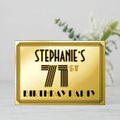 71th Birthday Party —アールデコスタイル「71」 & Name 箔招待状 (立ち正面)