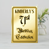 71th Birthday Party – スクリプエレガントト+名前をカスタムする 箔招待状 (立ち正面)