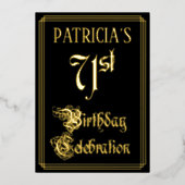 71th Birthday Party – スクリプファンシートと名前をカスタムする 箔招待状 (正面)