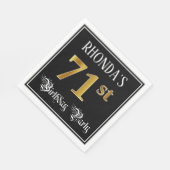 71th Birthday Party – スクリプファンシート、フェイク金ゴールド・ルック スタンダードランチョンナプキン (角)