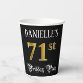 71th Birthday Party – スクリプファンシート、フェイク金ゴールド・ルック 紙コップ (裏面)