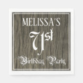 71th Birthday Party — ファンシー Script, フェイク Wood Look スタンダードランチョンナプキン (正面)