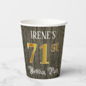 71th Birthday Party — フェイク金ゴールド&ウッドフェイク・ルックス 紙コップ (裏面)