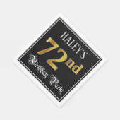 72回目の誕生日パーティファンシー – スクリプト、フェイク金ゴールドの外観 スタンダードランチョンナプキン (角)