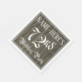 72回目の誕生日パーティファンシー— Script, フェイク Wood Look スタンダードランチョンナプキン (角)