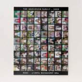 72正方形フォトコラージグリッド(文字付) – 黒 ジグソーパズル (縦)