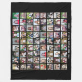 72正方形フォトコラージグリッド(文字付) – 黒 フリースブランケット (正面)