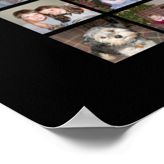 72正方形フォトコラージグリッド(文字付) – 黒 ポスター (角)